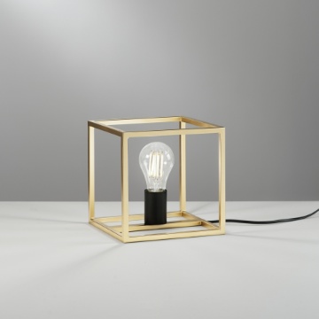 Immagine di Lampada Da Comodino Cubo Metallo Oro Nero Kimera AP1 Luce Ambiente Design
