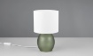 Immagine di Piccolo Lume Base Vetro Verde e Paralume Tessuto Bianco 1xE14 Vela Trio Lighting