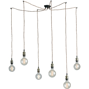 Immagine di Lampadario Ragno Vintage 6 Portalampade Rame Groove S6 Luce Ambiente Design