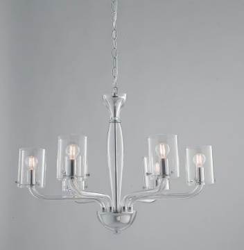 Immagine di Lampadario Contemporaneo 6 Luci Per Salotto Vetro Trasparente Aurora Fan Europe