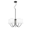 Immagine di Lampadario Soggiorno Nero Con 5 Paralumi Bianchi Sally Fan