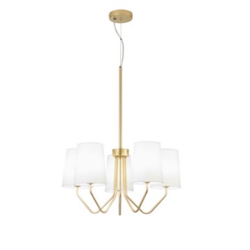 Immagine di Lampadario Soggiorno Oro 5 Paralumi Bianchi Sally Fan Europe