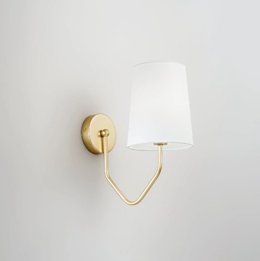 Immagine di Applique Oro Con Paralume Tessuto per Comodino Sally Fan