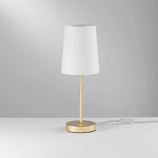 Immagine di Abatjour Da Comodino Oro Paralume Cono Bianco Sally Fan