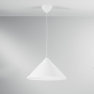 Immagine di Lampadario Bianco Per Cucina Moderna Design Cono 50 cm Bigbang Fan Europe