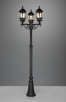 Immagine di Lampione da Giardino Classico 3 Luci 240cm IP44 Elvo Nero Trio