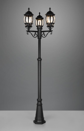 Immagine di Lampione da Giardino Classico 3 Luci 240cm IP44 Elvo Nero Trio