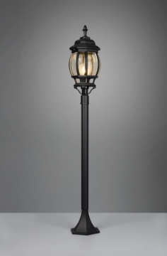 Immagine di Lampione Palo da Giardino Stile Vintage Elvo Alluminio Nero IP23 Trio Lighting