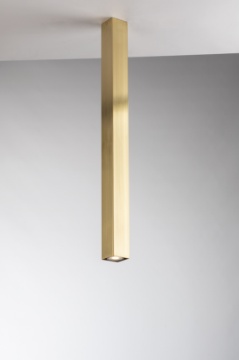 Immagine di Plafoniera Tubo Quadrato Oro 75 cm Per Bancone Penisola GU10 Fluke PLQ Fan