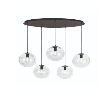 Immagine di Lampadario Con Pendenti Vetro Trasparente 5 Luci Per Sala Da Pranzo Galaxy Fan