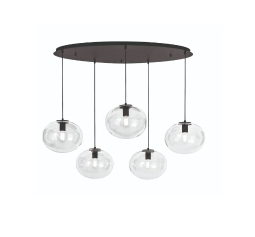 Immagine di Lampadario Con Pendenti Vetro Trasparente 5 Luci Per Sala Da Pranzo Galaxy Fan