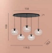 Immagine di Lampadario Con Pendenti Vetro Trasparente 5 Luci Per Sala Da Pranzo Galaxy Fan
