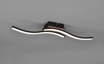 Immagine di Plafoniera Ondulata Route Nero Effetto Legno Led 10w 3000k Trio