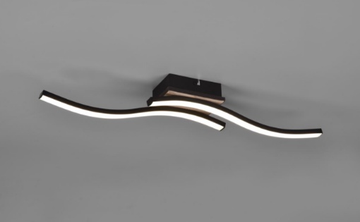 Immagine di Plafoniera Ondulata Route Nero Effetto Legno Led 10w 3000k Trio