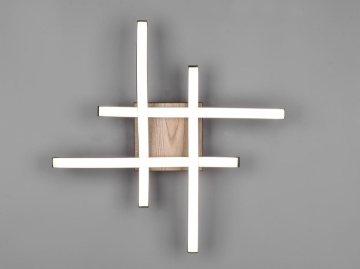 Immagine di Plafoniera Led Route 4 Bacchette Asterisco Nero Effetto Legno Trio Lighting