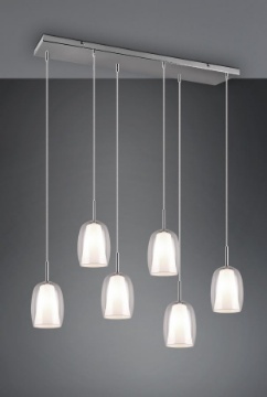 Immagine di Sospensione Cucina Moderna 6 Pendenti Doppio Vetro Barret Trio Lighting