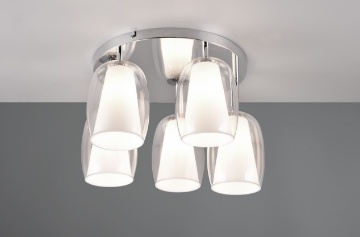 Immagine di Plafoniera Cromo Bicchieri Vetro Barret 48 cm Trio Lighting