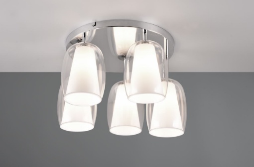 Immagine di Plafoniera Cromo Bicchieri Vetro Barret 48 cm Trio Lighting