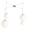 Immagine di Lampadario Decentrato Sfere Pendenti Vetro Bianco Per Soggiorno City S4 Fan