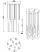 Immagine di Lampadario 11 Cilindri Vetro Trasparente Led CCT + Switch Dimmer Lucent Ø50 cm Trio Lighting