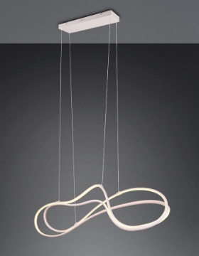 Immagine di Lampadario Curvo Bianco Per Sala Da Pranzo Led 57w CCT + Switch Dimmer Nala Trio