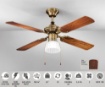 Immagine di Ventilatore A Soffitto Pale Legno Noce Comando A Catena Luce E27 Gemini Perenz