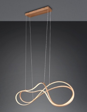 Immagine di Lampadario Oro Da Soggiorno Design Curvo Nala Led 57w CCT Dimmerabile Trio