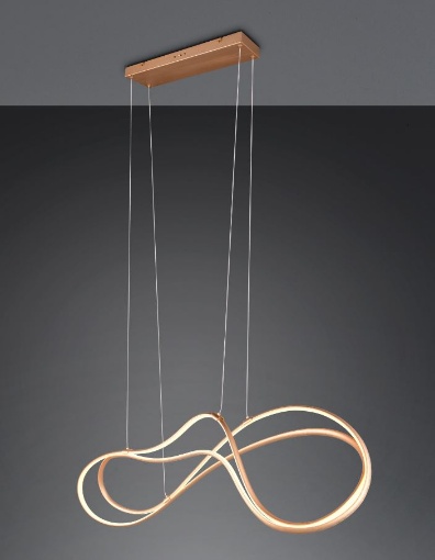 Immagine di Lampadario Oro Da Soggiorno Design Curvo Nala Led 57w CCT Dimmerabile Trio