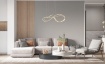 Immagine di Lampadario Oro Da Soggiorno Design Curvo Nala Led 57w CCT Dimmerabile Trio