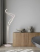 Immagine di Piantana Curva Bianca Design Moderno Led 55w Dimmer CCT Nala Trio