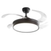 Immagine di Ventilatore Pale A Scomparsa Nero Silenzioso Con Luce Led Telecomando Open Perenz