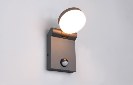 Immagine di Applique Antracite Led Inclinabile CCT 2300+3000+4000K e Sensore Movimento Adour IP44 Trio Lighting