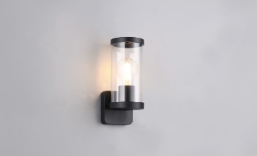 Immagine di Applique Nera da Esterno Cilindro Trasparente IP44 Bonito Trio Lighting