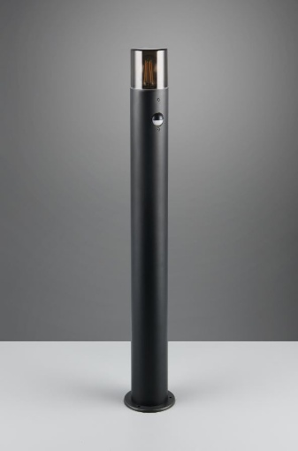 Immagine di Lampione Cilindro Nero da Esterno Hoosic 1xE27 Sensore Movimento Integrato H80 cm IP44 Trio Lighting