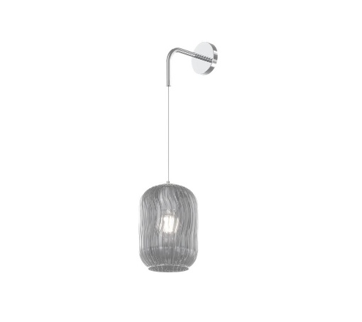 Immagine di Applique Da Parete Cromo Regolabile Pendente Vetro Rigato Tender 1181 Top Light