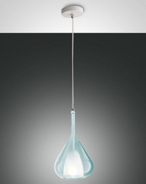 Immagine di Lampada Pendente Goccia Vetro Azzurro Sospensione Per Penisola Cucina Moderna Lila Fabas