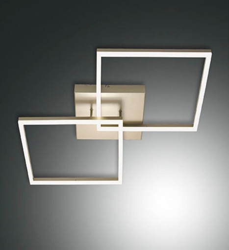 Immagine di Lampadario a Plafoniera Bard Oro Doppio Quadrato Led 52w Dimmer Fabas