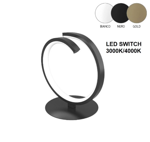 Immagine di Abatjour Da Comodino Design Curvo Led 12w 3000k-4000k Tornado Top Light