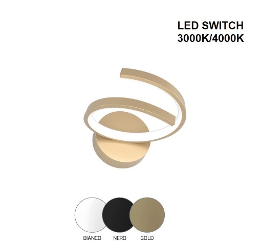 Immagine di Applique Curva Tornado Led 12w 3000k 4000k Per Camera da Letto Top Light