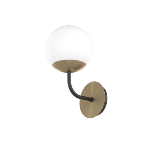 Immagine di Applique Da Comodino Nero Ottone Con Sfera Vetro Contemporaneo Clear Top Light 1198 A1