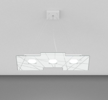 Immagine di Lampadario Led Per Tavolo Cucina Vetro Bianco Sagomato 3 Luci Gx53 Focus Top Light 1199