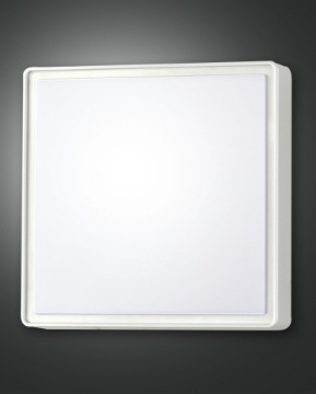 Immagine di Plafoniera Quadrata Policarbonato Bianco 30x30 cm Oban 2xE27 IP65 Fabas