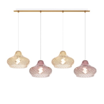 Immagine di Lampadario Moderno Per Tavolo Da Pranzo 4 Vetri Ambra Rosso Rubino Dress Top Light 1191