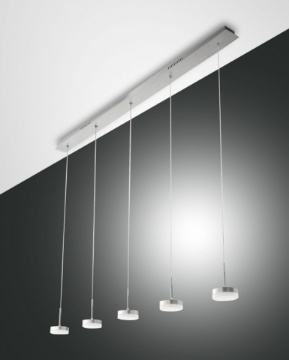 Immagine di Lampadario Lineare Per Cucina 5 Dischi Led 40w Dunk Alluminio L136 cm Fabas 