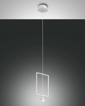 Immagine di Sospensione Bianca Design Rettangolo e Diffusore Cono Led 8w Sirio Fabas 