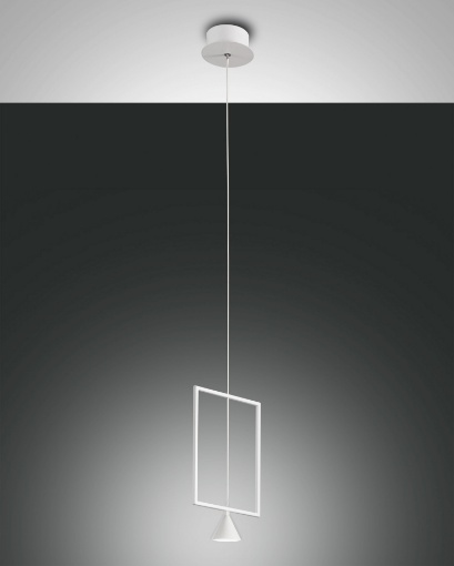 Immagine di Sospensione Bianca Design Rettangolo e Diffusore Cono Led 8w Sirio Fabas 