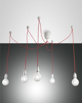 Immagine di Lampadario a Sospensione Struttura Bianca con Decentramento Blog 5xE27 Fabas 