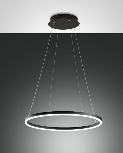 Immagine di Sospensione Anello Singolo Nero Led 36w Dimmer Giotto Fabas 