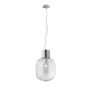 Immagine di Lampadario Boccia Vetro Trasparente Fellini Cromo 30cm Fan Europe