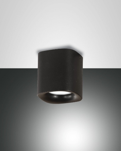 Immagine di Spot Plafone Cubotto Stondato GU10 Smooth Alluminio Nero IP44 Fabas